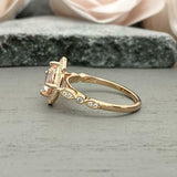 2ct Engagement Ring Cushion Cut Morganite Halo Milgrain 14k Yellow Gold Finish