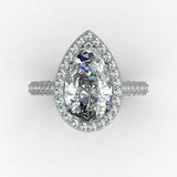 4.8ct Pear Cut Diamond Engagement Ring Halo 14k White Gold Finish Round Accents