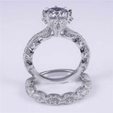 2.5ct Round Cut Diamond Engagement Ring 18k White Gold Over Milgrain Bridal Set