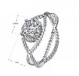 0.6ct Round Cut Diamond Engagement Ring 14k White Gold Finish Split Rope Design