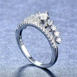 1.5ct Round Cut Diamond Engagement Ring 14k White Gold Finish Fancy Crown Design
