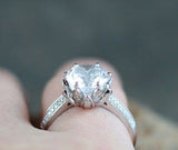 1ct Round Cut Diamond Lotus Solitaire Engagement Ring 14k White Gold Finish