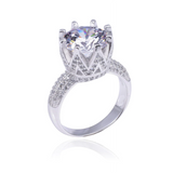 2ct Round Cut Diamond Engagement Ring 14k White Gold Finish Crown Fancy Wedding