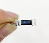 0.5ct Baguette Cut Simulated Blue Sapphire Minimalist Ring 14k White Gold Plated