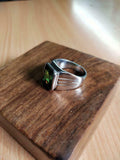 5ct Engagement Ring Green Emerald Cut Wide Solitaire Women 14k White Gold Finish