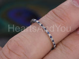 0.2ct Round Cut Simulated Blue Sapphire Half Eternity Band 14k White Gold Plated
