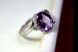 2.2ct Engagement Ring Oval Cut Purple Amethyst Three Stone 14k White Gold Finish