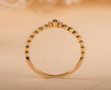 0.5ct Engagement Ring Round Cut Blue Sapphire Minimalist 14k Yellow Gold Finish