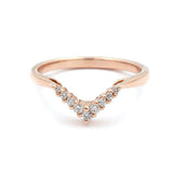 0.2ct Round Cut Diamond V Shaped Petite Curved Wedding Bands 14k Rose Gold Over