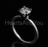 0.5ct Round Cut Moissanite Solitaire Prong Engagement Ring 14K White Gold Plated