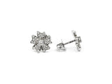 1ct Round Cut Moissanite Flower Cluster Stud Women Earring 14k White Gold Plated
