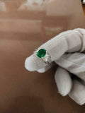 1.5ct Engagement Ring Oval Cut Green Emerald Partywear 14k White Gold Finish