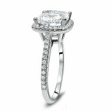 3Ct Cushion Cut DVVS1 Diamond Stylish Halo Engagement Ring 14K White Gold Finish
