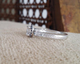 1Ct Round Diamond Sapphire Bird Design Band Engagement Ring 14K White Gold Over