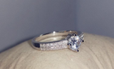 2.7Ct Round Cut Diamond Dual Row Accent Engagement Ring 14K White Gold Finish
