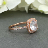 Halo Solitaire Engagement Ring 2ct Round Cut VVS1D Diamond 14k Rose Gold Finish