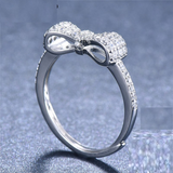 1.7ct Round Cut Diamond Engagement Ring 14k White Gold Finish Bow Knot Design