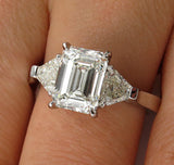 5Ct Emerald Cut Diamond Solitaire Ring 18K White Gold Finish Calf Head Accents