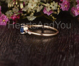 0.5ct Round Cut Simulated Blue Sapphire Minimalist Ring 14k Yellow Gold Plated