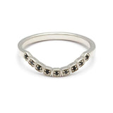 0.3ct Round Black Diamond Wedding Band 14k White Gold Finish Square Block Curved