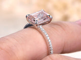 1ct Emerald Cut Peach Morganite Delicated Engagement Ring 18k Rose Gold Finish