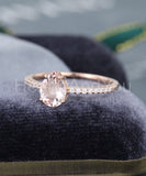 1ct Pear Cut Simulated Morganite Minimalist Engagement Ring 14k Rose Gold Plated