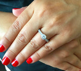 Accents Solitaire Engagement Ring 1.4ct Round Cut Diamond 14k White Gold Finish