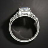 2ct Emerald Cut Diamond Emerald Step Accent Engagement Ring 14k WhiteGold Finish