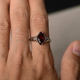 0.5ct Marquise Cut Red Garnet Filigree Engagement Ring 14k White Gold Finish