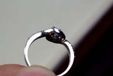 0.45ct Engagement Ring Round Cut Blue Sapphire Swirl Twist 14k White Gold Finish