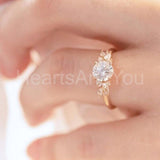 2.4ct Round Cut Moissanite Cluster Women Engagement Ring 14k Rose Gold Plated