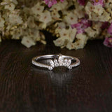 Curved Crown Wedding Ring Band 1ct Marquise Cut Diamond 14k White Gold Finish