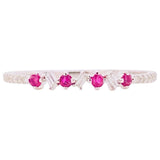 0.5ct Round Cut Simulated Pink Ruby Stackable Wedding Band 14k White Gold Plated