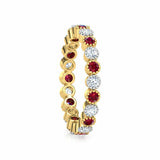 2ct Round Pink Ruby Alternate Diamond Eternity Wedding Band 14k Yellow Gold Over