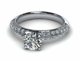 1.7ct Round Cut Diamond Milgrain Solitaire Engagement Ring 14k White Gold Finish