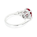 2Ct Oval Cut Pink Ruby Trilogy Engagement Ring 14K White Gold Finish Pear Accent
