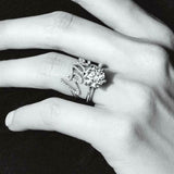 3Ct Round Cut Diamond Dual Set Solitaire Engagement Ring 14K White Gold Finish