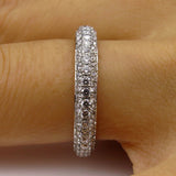3Ct Round Brilliant Cut Diamond 3 Row Iced Eternity Band 18K White Gold Finish