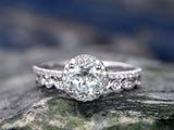 3Ct Round Diamond Bridal Set Engagement Ring Vintage Band 18K White Gold Finish