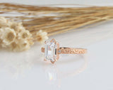 2ct Emerald Cut Diamond Engagement Ring Milgrain Filigree 14k Rose Gold Finish
