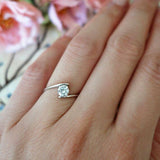 1ct Round Cut Diamond on Tension Solitaire Engagement Ring 14k White Gold Finish