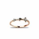 0.5ct Engagement Ring Round Cut Diamond Crescent Star Petite 14k Rose Gold Over