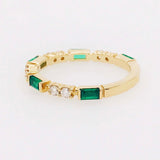 0.5ct Baguette Cut Simulated Emerald 3/4th Eternity Band 14k Yellow Gold Plated