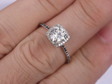 2ct Round Cut Diamond Halo Solitaire with Accents Ring 14k White Gold Finish