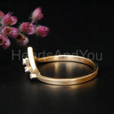 0.5ct Round Cut Moissanite Tiara Crown Chevron Women Ring 14K Yellow Gold Plated