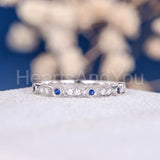 0.12ct Round Cut Simulated Sapphire Anniversary Wed Band 14k White Gold Plated