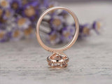 2ct Round Cut Peach Morganite Diamond Halo Solitaire Ring 14k Rose Gold Finish