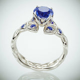 2Ct Round Blue Tanzanite Trinity Knot Celtic Engagement Ring 14K White Gold Over