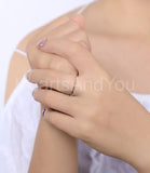 0.01ct Round Cut Moissanite Minimalist Women Wedding Band 14k Rose Gold Plated