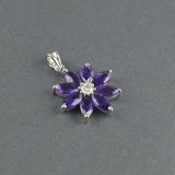 2.2ct Purple Amethyst Pendant Marquise Cut Floral 14k White Gold Finish NO CHAIN
